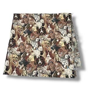 Vintage Dog Woven Tapestry Jacquard Upholstery Fabric‎ Approximately 57” x 57”